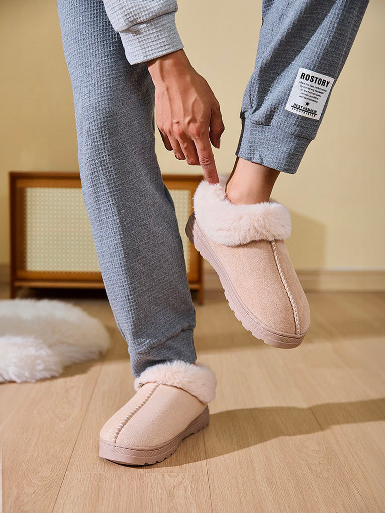 Chaussons hiver fourrés, intérieur doux, semelle antidérapante, confort thermique, style unisexe, couleurs variées, modèle Spridz - Chaussons - Beige XXS