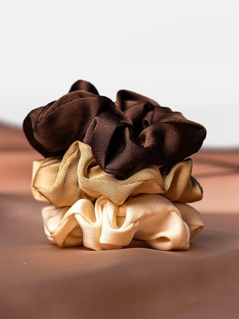 Chouchou cheveux imitation soie, chouchou satiné femme, accessoires cheveux doux, lot élastiques cheveux, chouchou volumineux, modèle Sakare - Chouchou - Multicolore