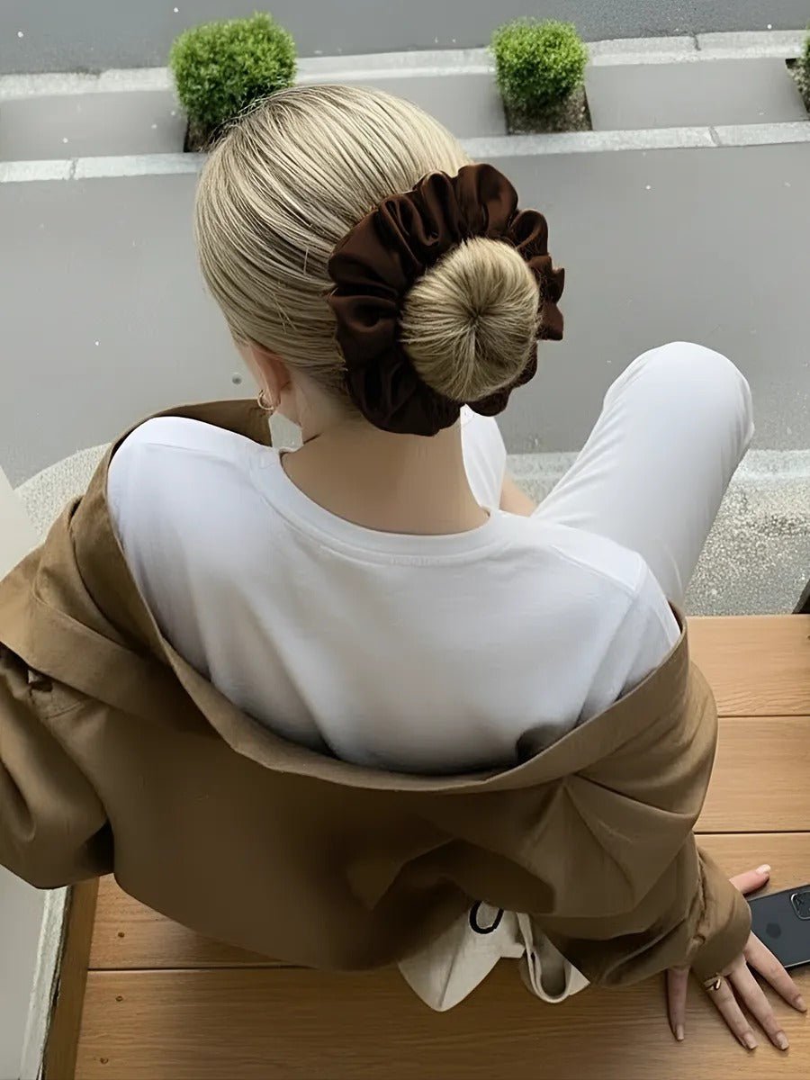 Chouchou cheveux imitation soie, chouchou satiné femme, accessoires cheveux doux, lot élastiques cheveux, chouchou volumineux, modèle Sakare - Chouchou - Multicolore