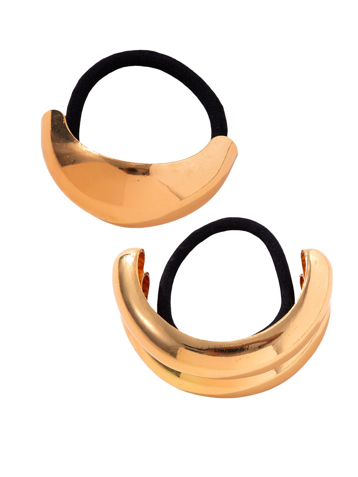 Chouchou métal doré, lot de 2 chouchous rigidse, élastique cheveux U en alliage, accessoire cheveux femme, attache queue de cheval brillante, chouchou design moderne, modèle Traky - Chouchou - Or