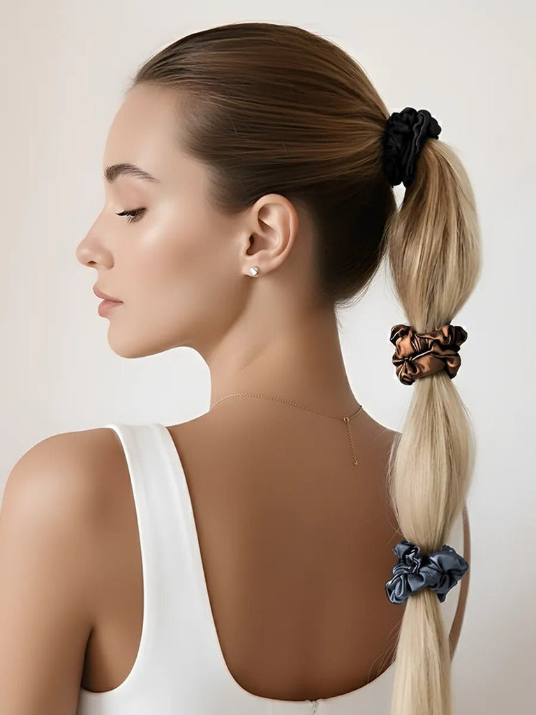 Chouchous cheveux satin, élastique cheveux femme, lot chouchous colorés, accessoire coiffure, attache cheveux doux, modèle Osiris - Chouchou - Multicolore