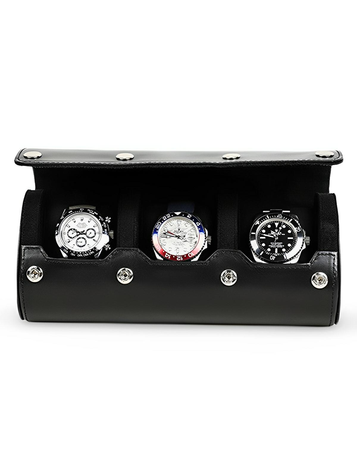 Coffret à montres, en cuir, aspect distingué, modèle Hugues - Coffret - Noir