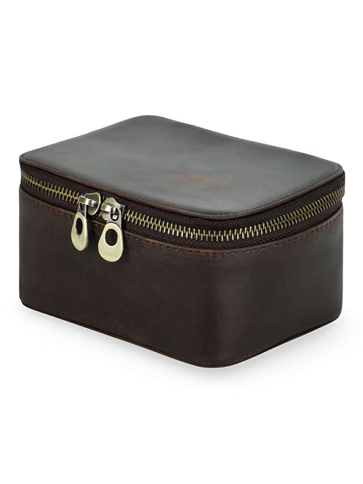 Coffret à montres, en cuir, idéal pour voyager, modèle Maurice - Coffret - Café