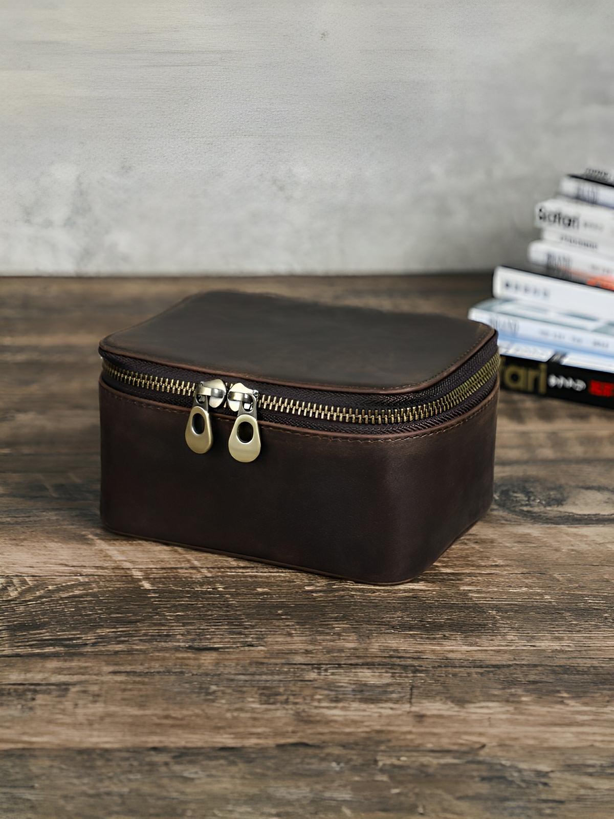 Coffret à montres, en cuir, idéal pour voyager, modèle Maurice - Coffret - Café