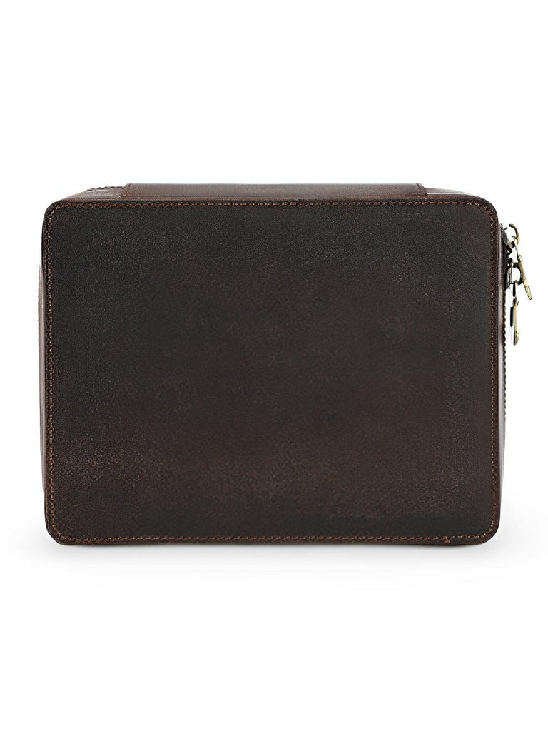 Coffret à montres, en cuir, porte carte intégré, modèle Maximian - Coffret - Café