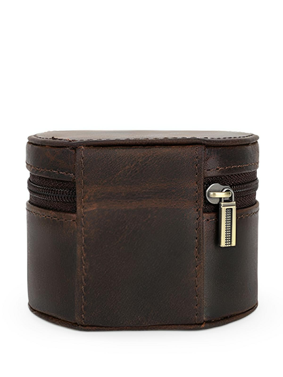 Coffret à montres unique, en cuir, arrondie, modèle Salvien - Coffret - Café