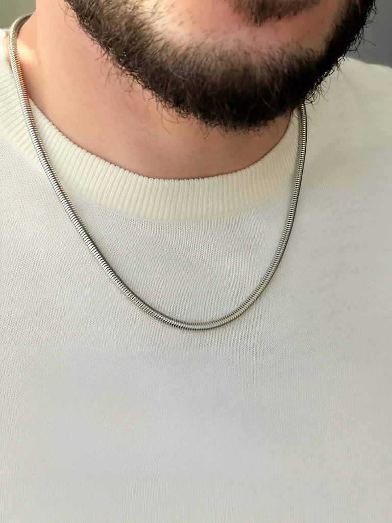 Collier à maille serpent en acier inoxydable, look moderne, modèle Romain - Collier - Argent 45 cm