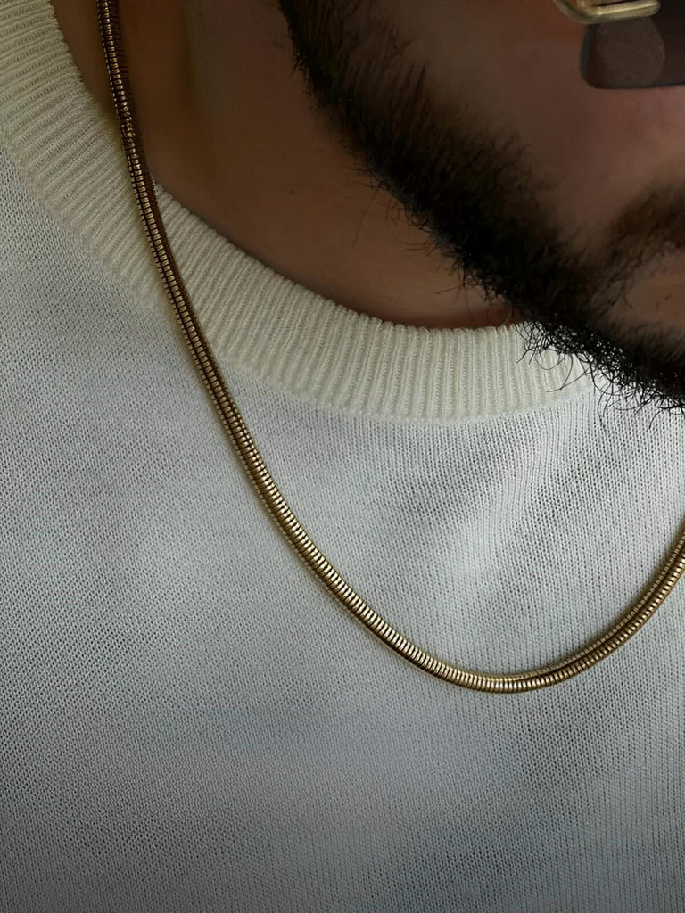 Collier à maille serpent en acier inoxydable, look moderne, modèle Romain - Collier - Or 45 cm