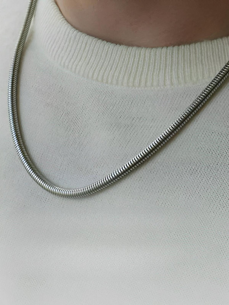 Collier à maille serpent en acier inoxydable, look moderne, modèle Romain - Collier - Argent 45 cm