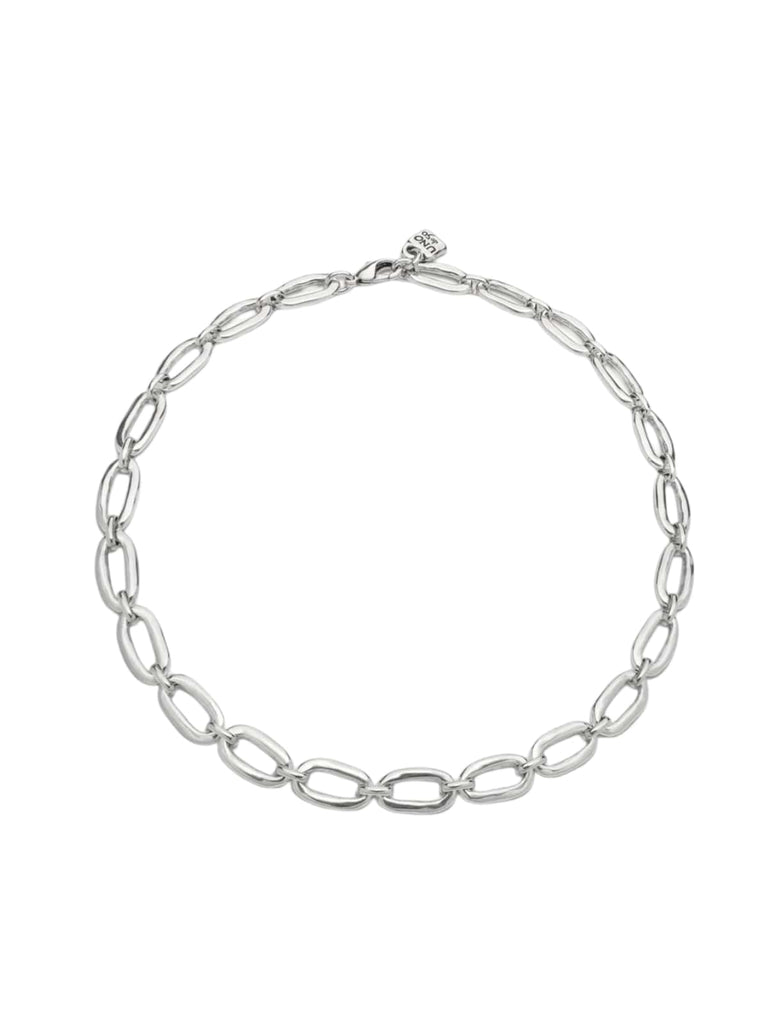 Collier chaîne argentée, maille graphique, UNOde50, design géométrique, bijou espagnol, modèle Nanie - Collier - Argent 45 - 50 cm