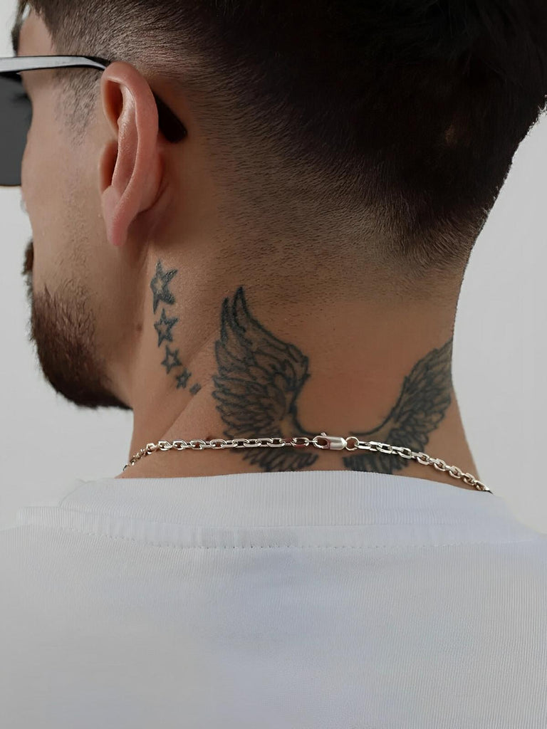 Collier chaîne en argent S925, maille forçat fine, longueur ajustable, modèle Steven - Collier - Argent 45 cm