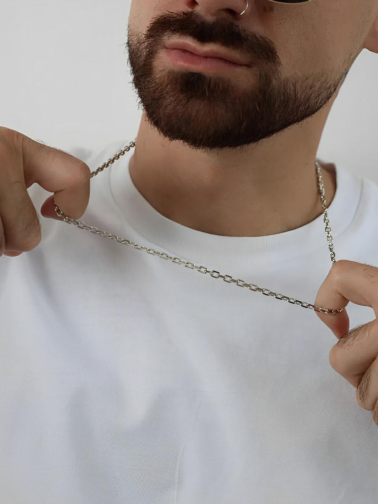 Collier chaîne en argent S925, maille forçat fine, longueur ajustable, modèle Steven - Collier - Argent 45 cm