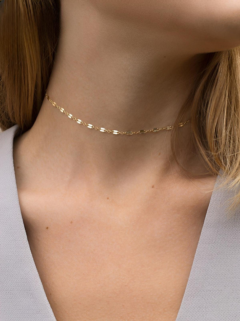 Collier chaîne femme, acier inoxydable, doré ou argenté, clavicule, maillons fins, style minimaliste, modèle Kelline - Collier - Or 35+3cm