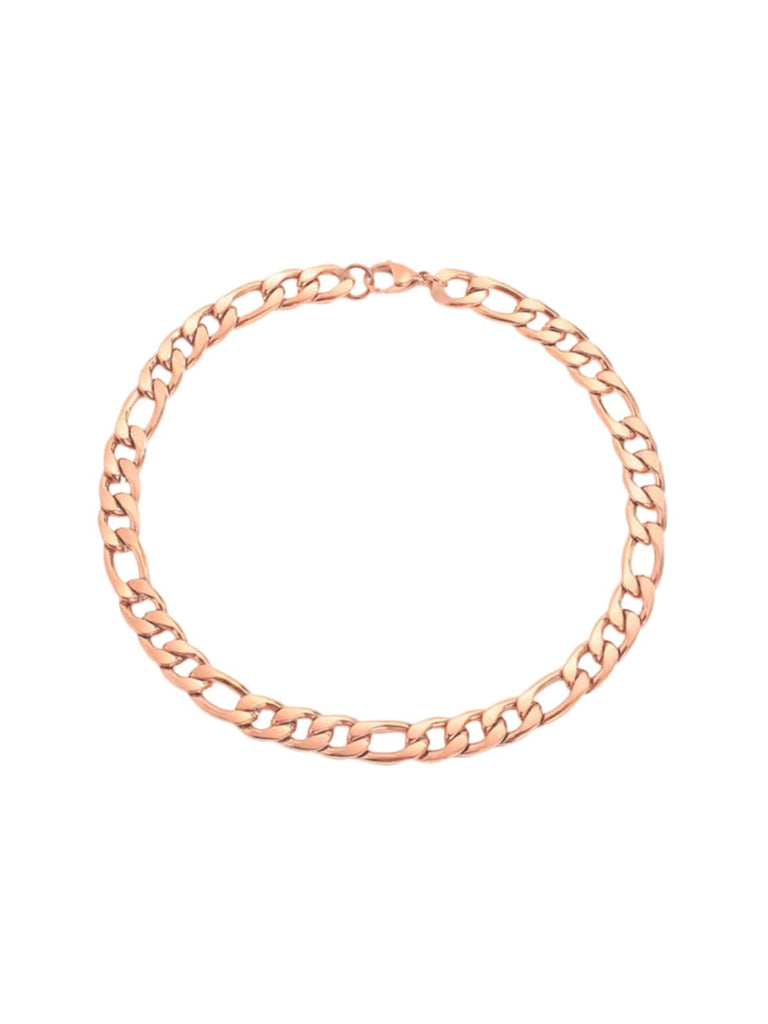 Collier chaîne Figaro acier inoxydable, doré, or rose, épais, femme homme, modèle Kayla - Collier - Or rosé 38 - 50cm