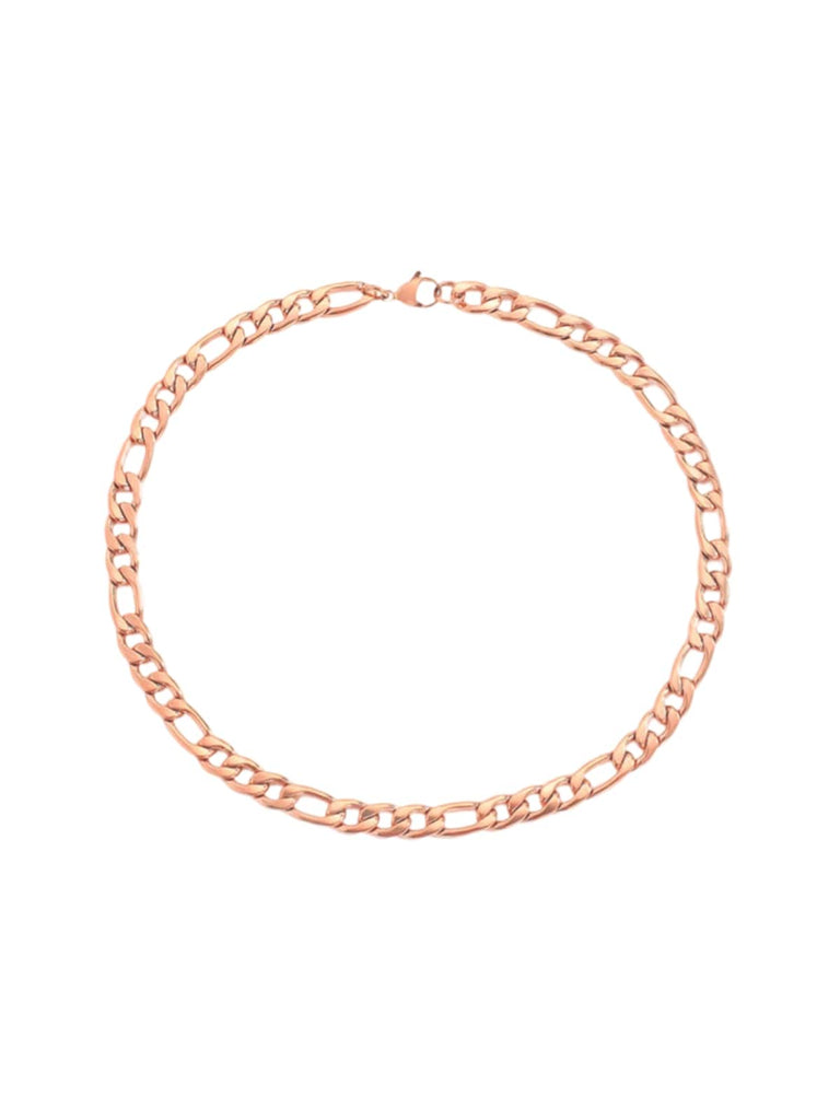 Collier chaîne Figaro acier inoxydable, doré, or rose, épais, femme homme, modèle Kayla - Collier - Or rosé 38 - 50cm