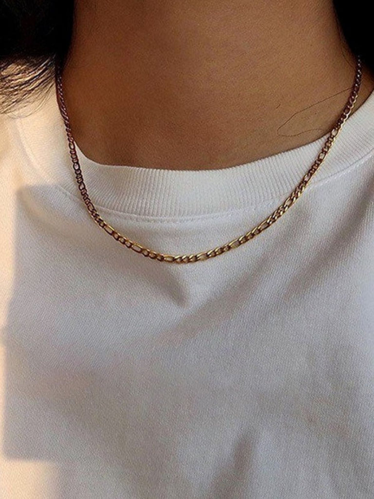 Collier chaîne Figaro acier inoxydable, doré, or rose, épais, femme homme, modèle Kayla - Collier - Or 38 - 50cm