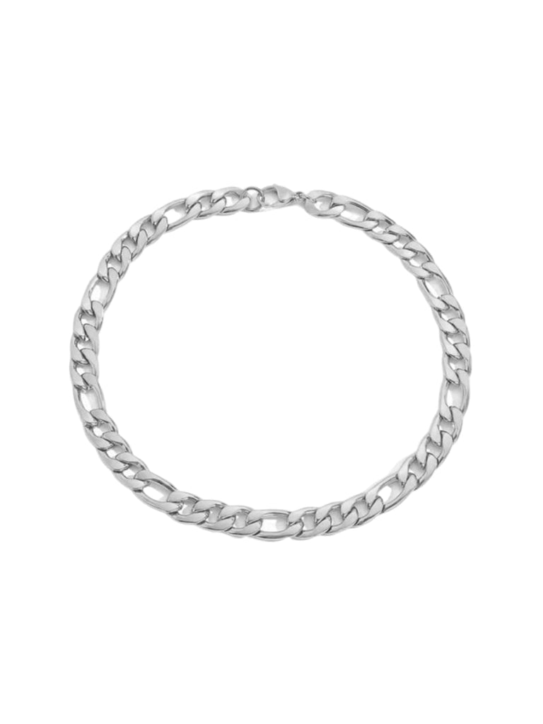 Collier chaîne Figaro acier inoxydable, doré, or rose, épais, femme homme, modèle Kayla - Collier - Argent 38 - 50cm