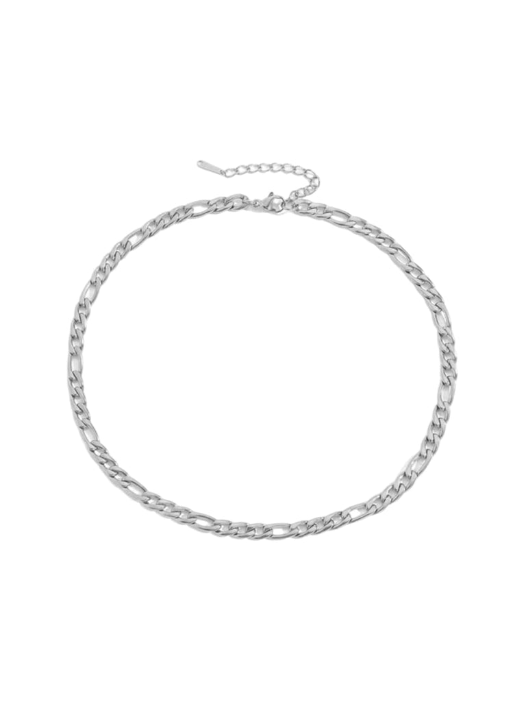 Collier chaîne Figaro acier inoxydable, doré, or rose, épais, femme homme, modèle Kayla - Collier - Argent 38 - 50cm