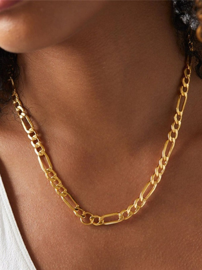 Collier chaîne Figaro acier inoxydable, doré, or rose, épais, femme homme, modèle Kayla - Collier - Or 38 - 50cm