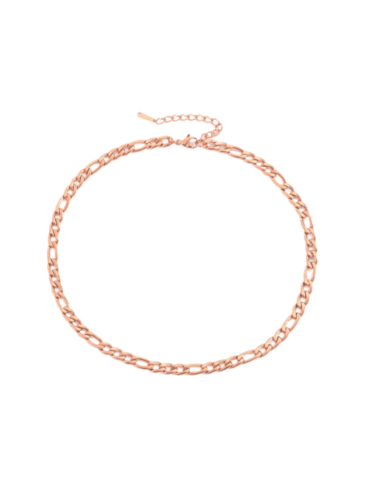 Collier chaîne Figaro acier inoxydable, doré, or rose, épais, femme homme, modèle Kayla - Collier - Or rosé 38 - 50cm