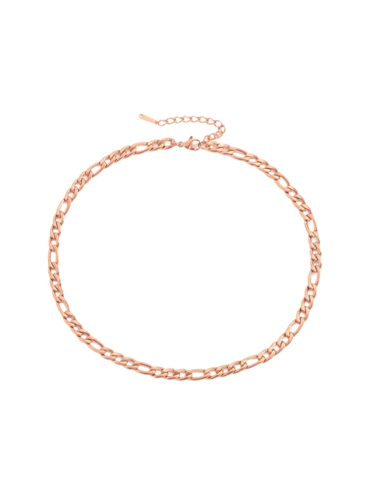 Collier chaîne Figaro acier inoxydable, doré, or rose, épais, femme homme, modèle Kayla - Collier - Or rosé 38 - 50cm