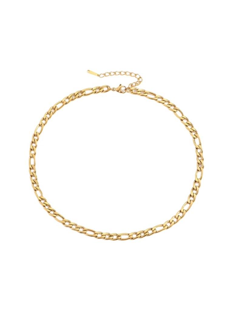 Collier chaîne Figaro acier inoxydable, doré, or rose, épais, femme homme, modèle Kayla - Collier - Or 38 - 50cm