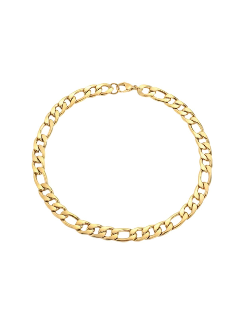 Collier chaîne Figaro acier inoxydable, doré, or rose, épais, femme homme, modèle Kayla - Collier - Or 38 - 50cm