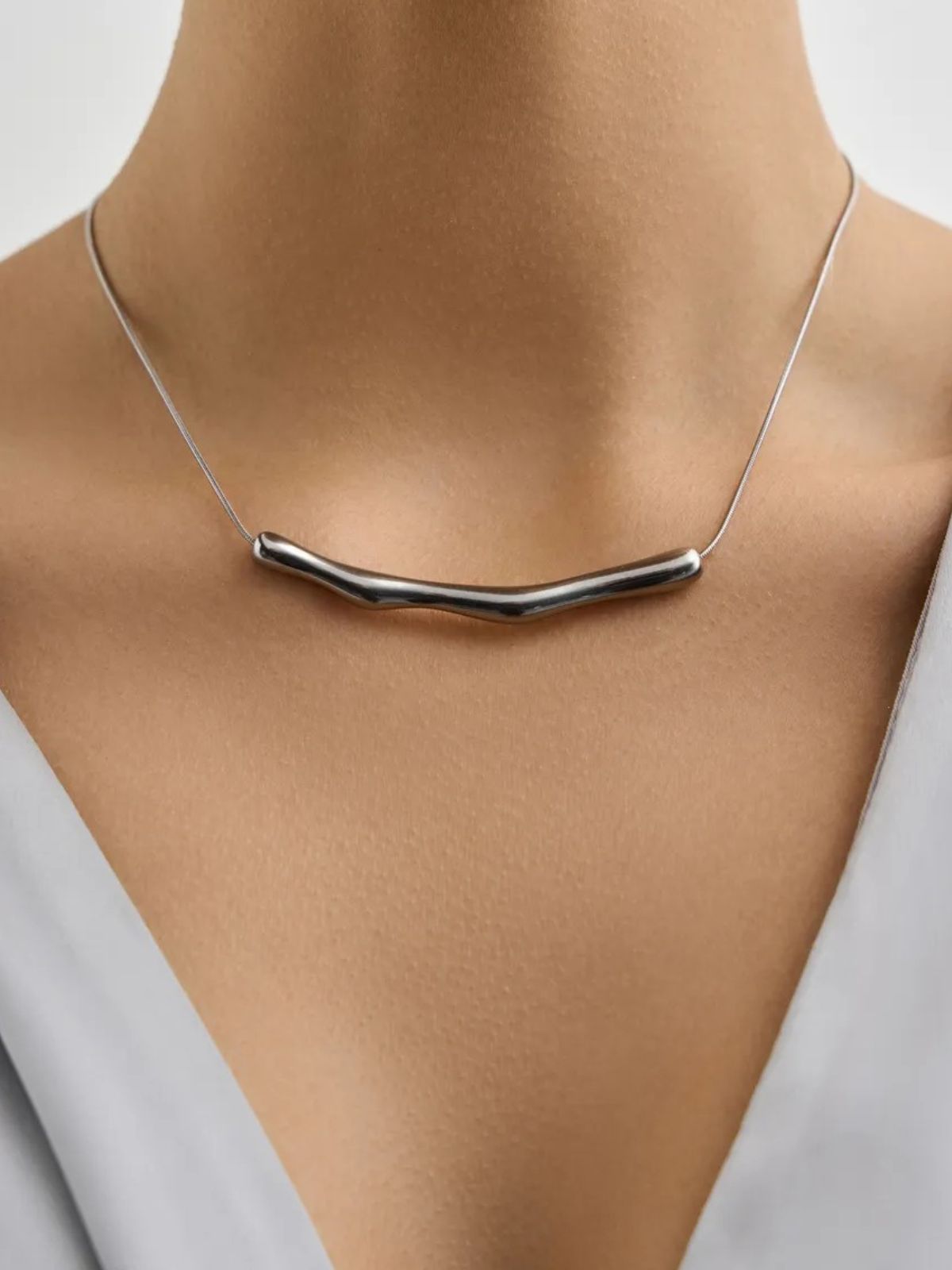 Collier chaîne fine, design irrégulier, acier doré, style froid, bijou tendance femme, Naomie - Collier - Argent 21 - 50 cm