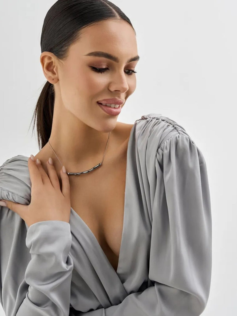 Collier chaîne fine, design irrégulier, acier doré, style froid, bijou tendance femme, Naomie - Collier - Argent 21 - 50 cm