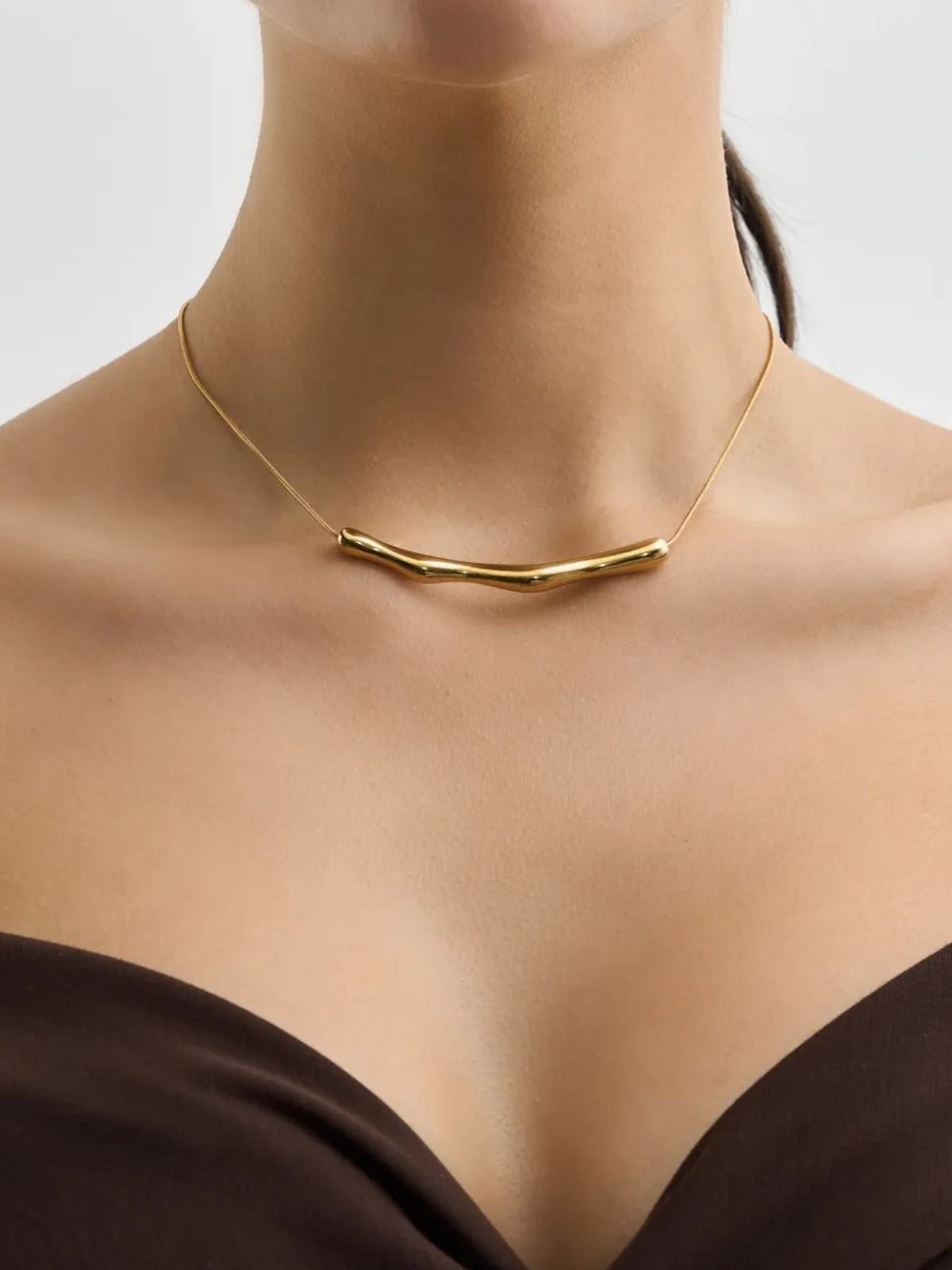 Collier chaîne fine, design irrégulier, acier doré, style froid, bijou tendance femme, Naomie - Collier - Or 21 - 50 cm