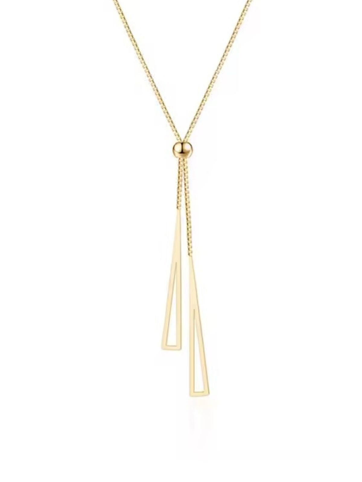 Collier chaîne triangle femme, acier titane, long, style géométrique, bijou moderne, modèle Fadoi - Collier - Or 30 - 40 cm