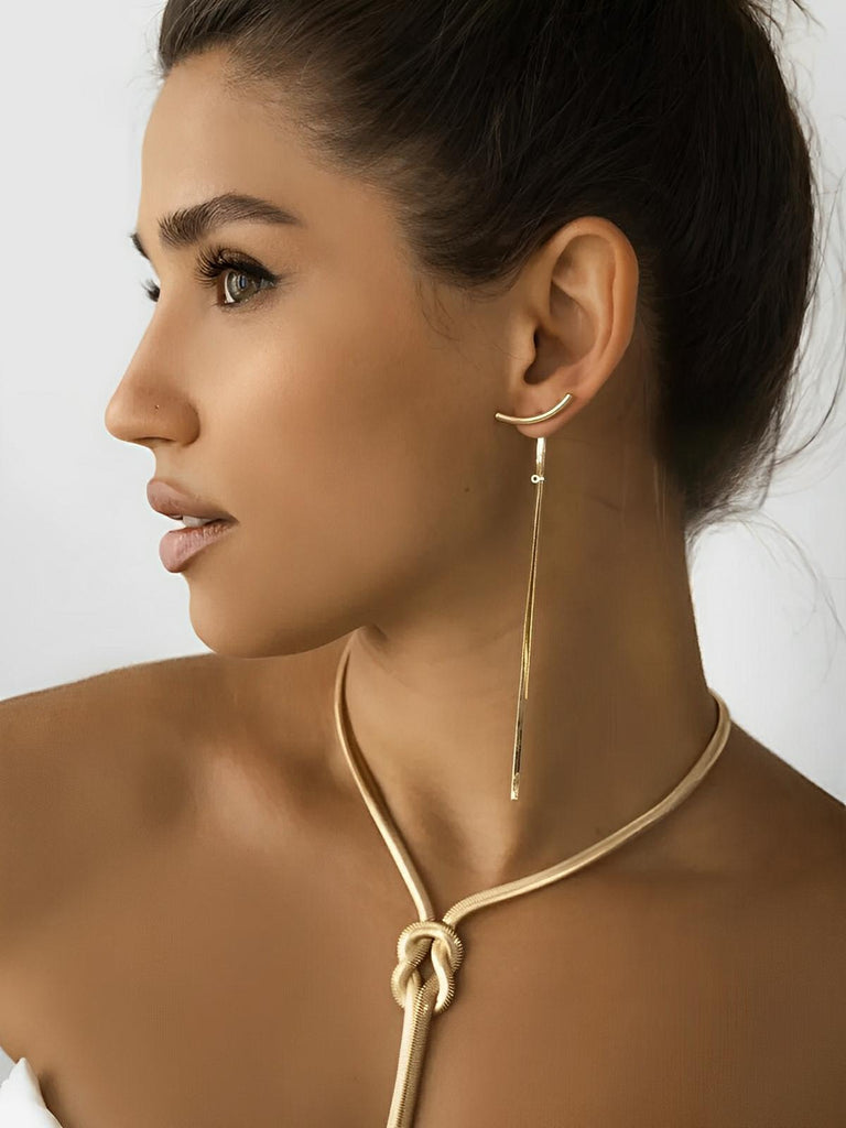 Collier doré serpent noué, chaîne longue fluide, style ins, titane plaqué or 18K, modèle Octavia - Collier - Or