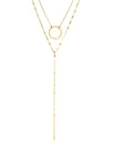 Collier double couche femme, acier inoxydable, pendentif géométrique, chaîne clavicule, style mode, modèle Mahée - Collier - Or 42 - 50cm