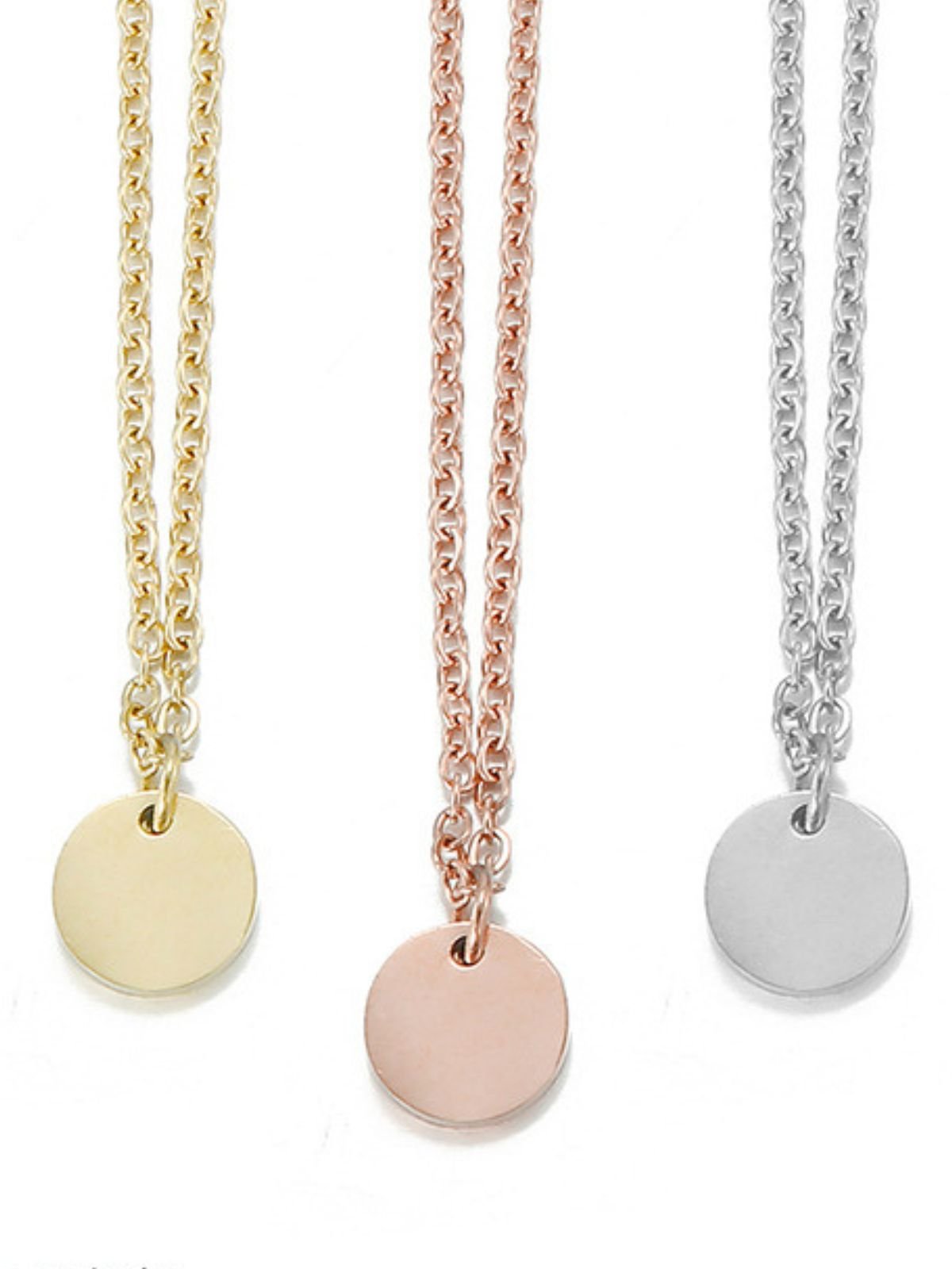 Collier double rang femme, acier inoxydable, pendentif rond, chaîne fine, doré ou argenté, modèle Margot - Collier - Or 35 - 38cm