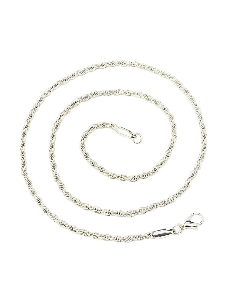 Collier double torsade en titane, plaqué argent, look populaire, modèle Django - Collier - Argent 60 cm