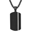 Collier en acier inoxydable, plaque militaire noir à reliefs, chaîne vénitienne, homme moderne, modèle Marius - Collier - Noir et argent 60 cm