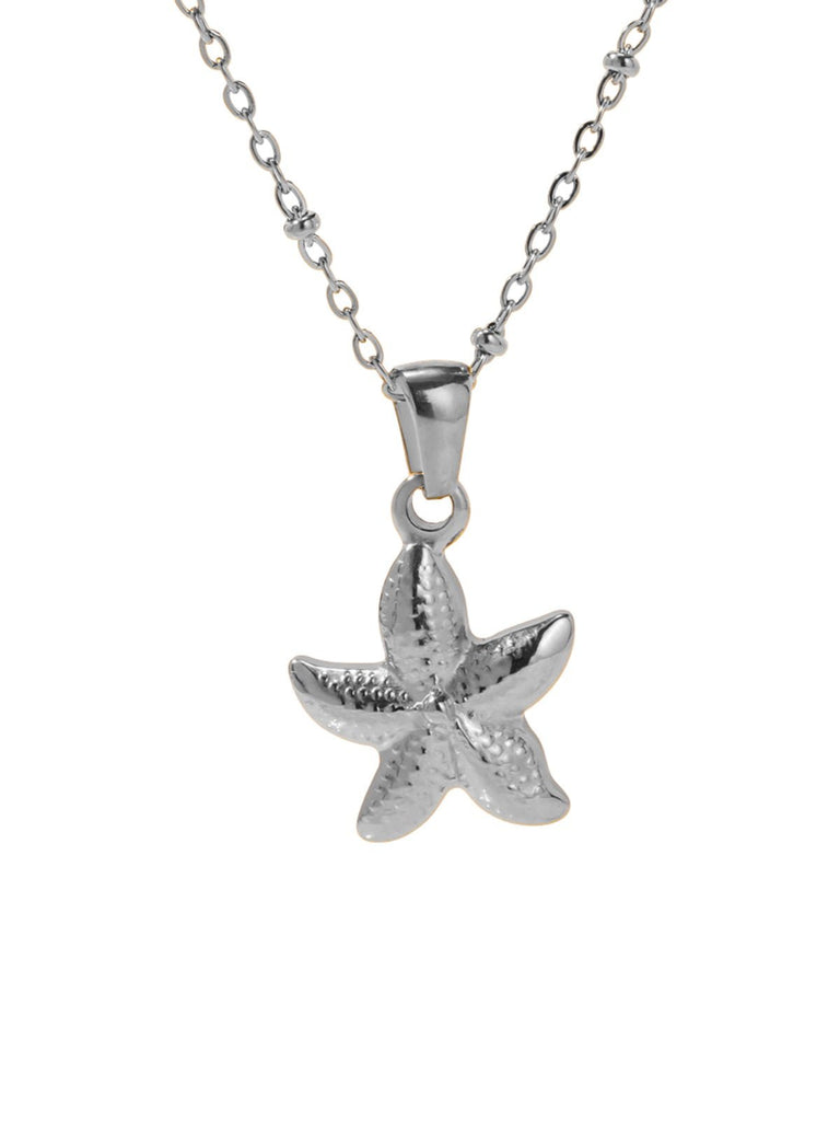 Collier étoile de mer, acier inoxydable, chaîne fine, waterproof, ajustable, modèle Tessa - Collier - Argent 40 +5 cm