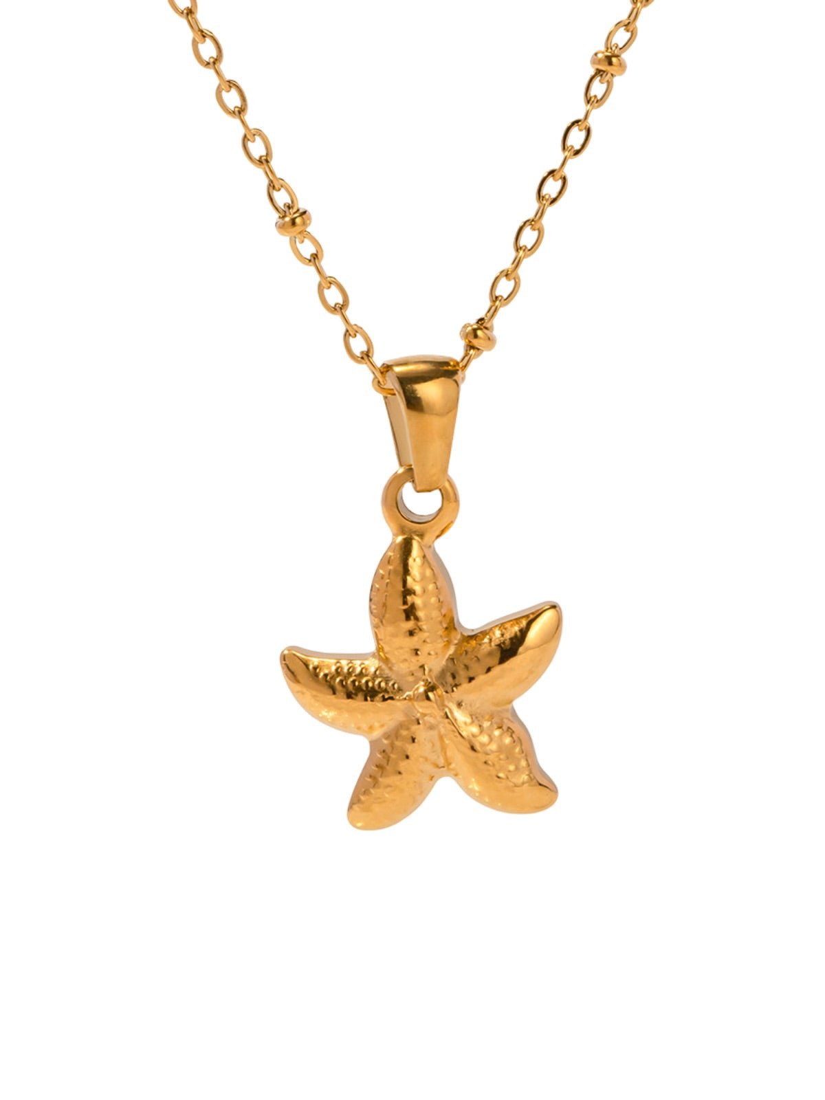 Collier étoile de mer, acier inoxydable, chaîne fine, waterproof, ajustable, modèle Tessa - Collier - Or 40 +5 cm