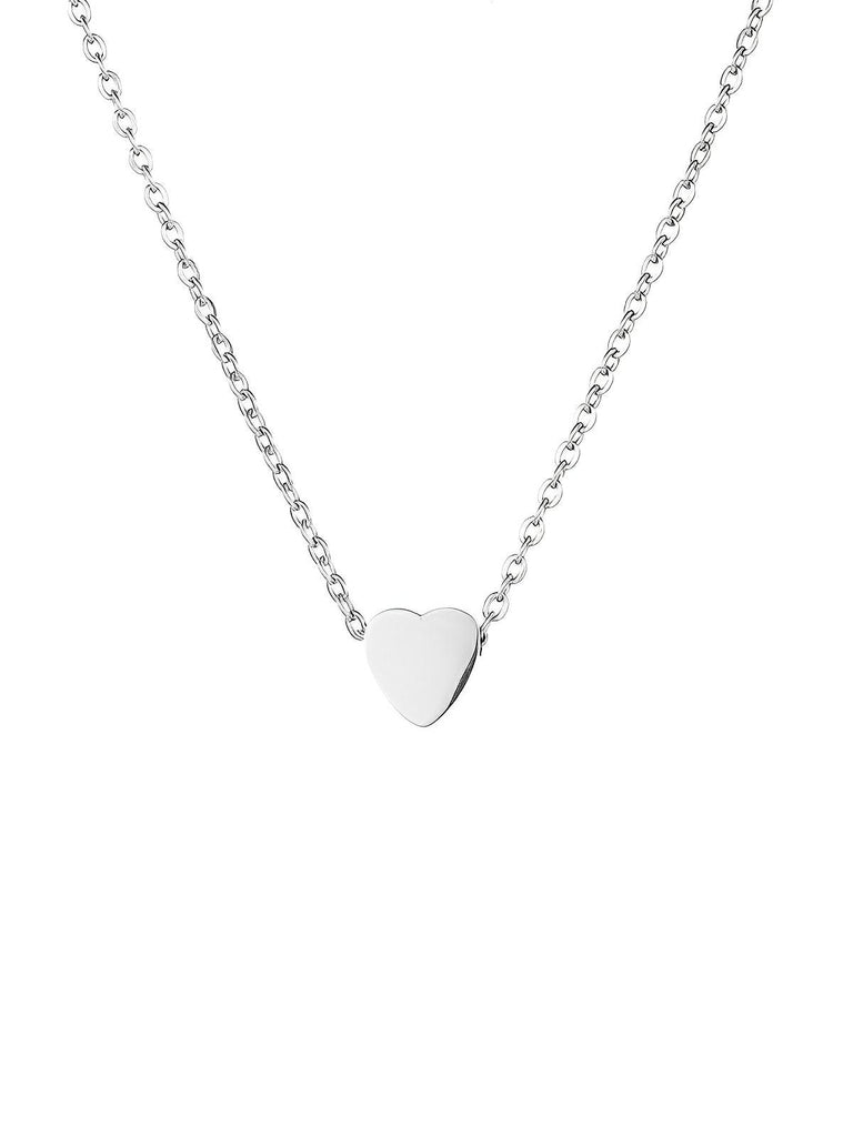 Collier femme cœur acier inoxydable, pendentif love argenté, bijou tendance romantique, chaîne fine ajustable, idée cadeau délicate, modèle Venda - Collier - Argent