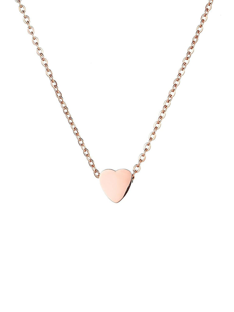 Collier femme cœur acier inoxydable, pendentif love argenté, bijou tendance romantique, chaîne fine ajustable, idée cadeau délicate, modèle Venda - Collier - Or rosé