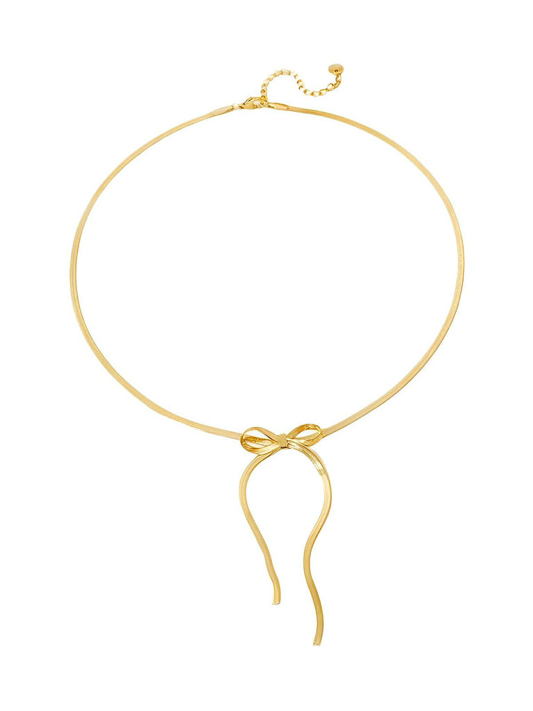 Collier femme doré, choker nœud, chaîne serpent, bijou vintage, style old money, modèle Kyara - Collier - Or 41 - 43cm