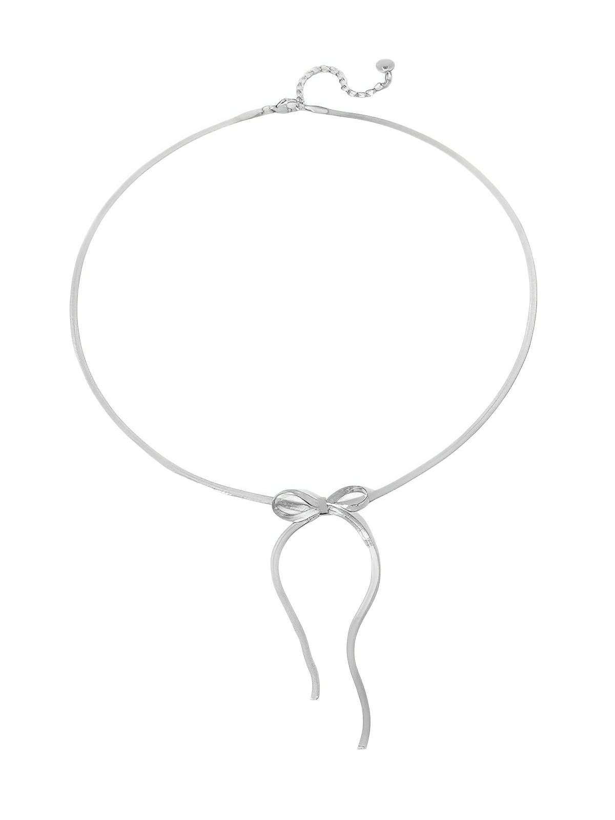 Collier femme doré, choker nœud, chaîne serpent, bijou vintage, style old money, modèle Kyara - Collier - Argent 41 - 43cm