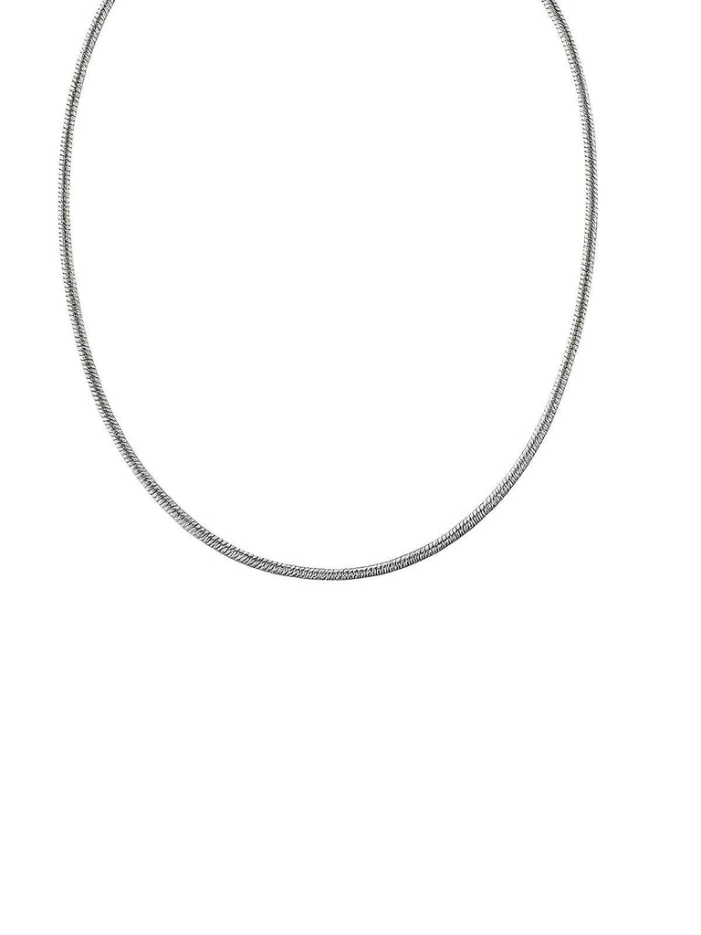 Collier long femme, acier inoxydable, plaqué or 18 carats, chaîne serpent, style minimaliste, modèle Odette - Collier - Argent 35 + 3 cm