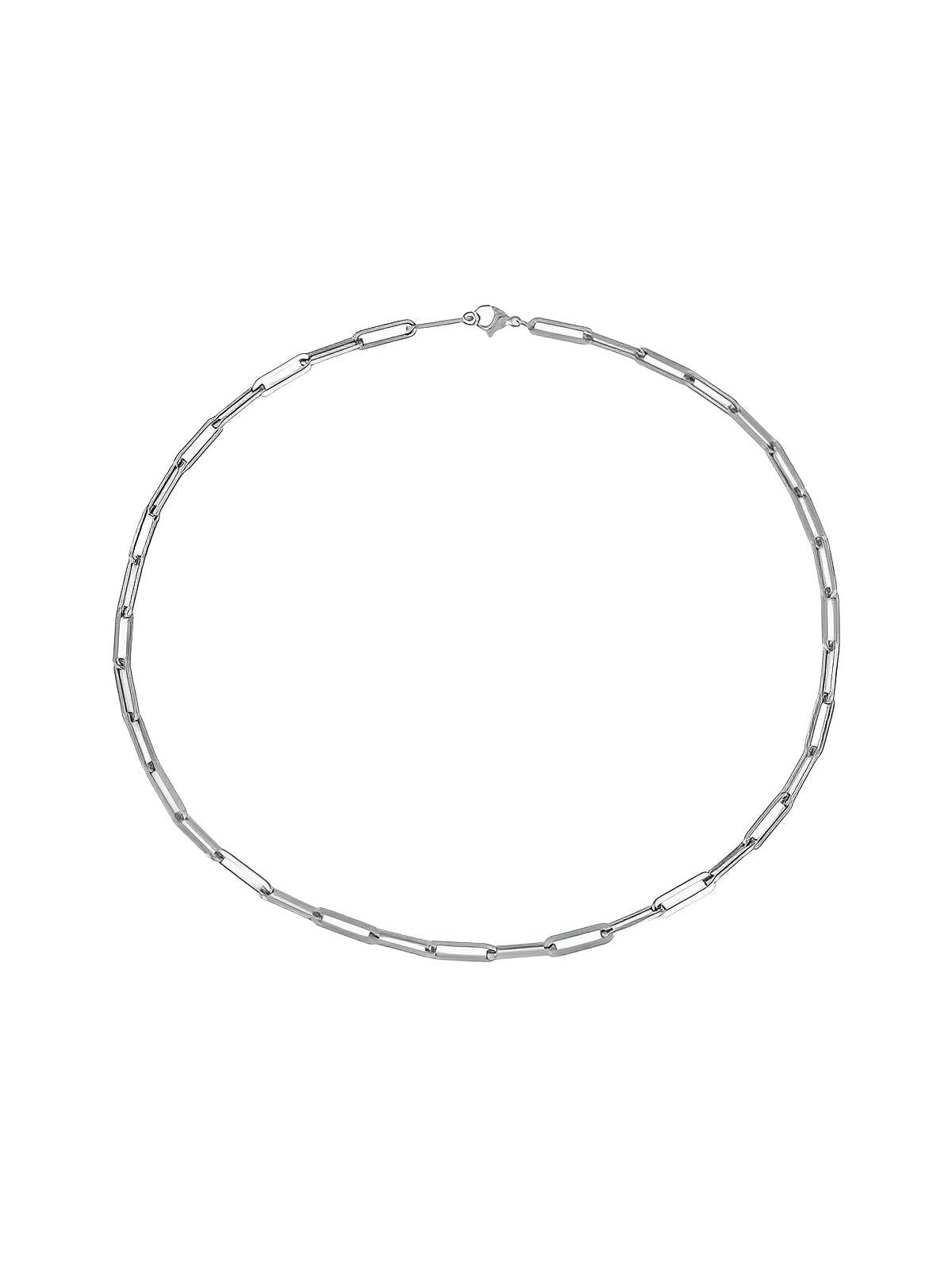 Collier maille paperclip, acier inoxydable, plaqué or, chaîne unisexe, style minimaliste, pendentif absent, modèle Orlane - Collier - Argent 40 - 45 cm