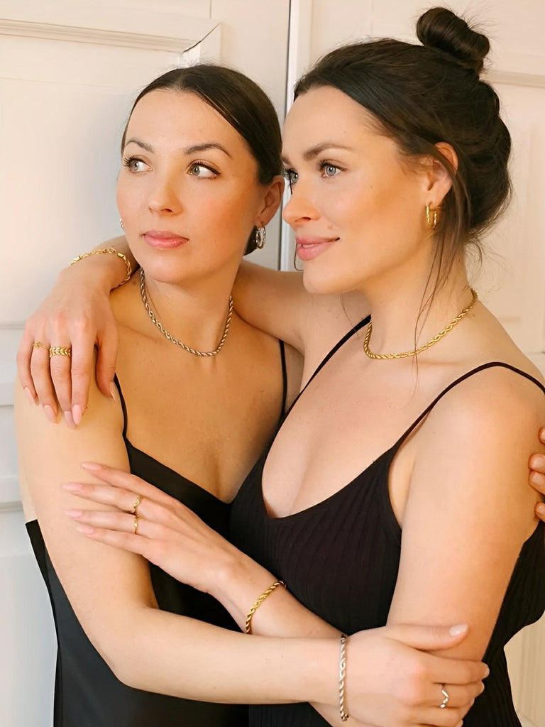 Collier Paperclip doré, chaîne acier inoxydable, bijou unisexe, style hip - hop, ajustable 45 cm, modèle Olga - Collier - Argent 45 cm