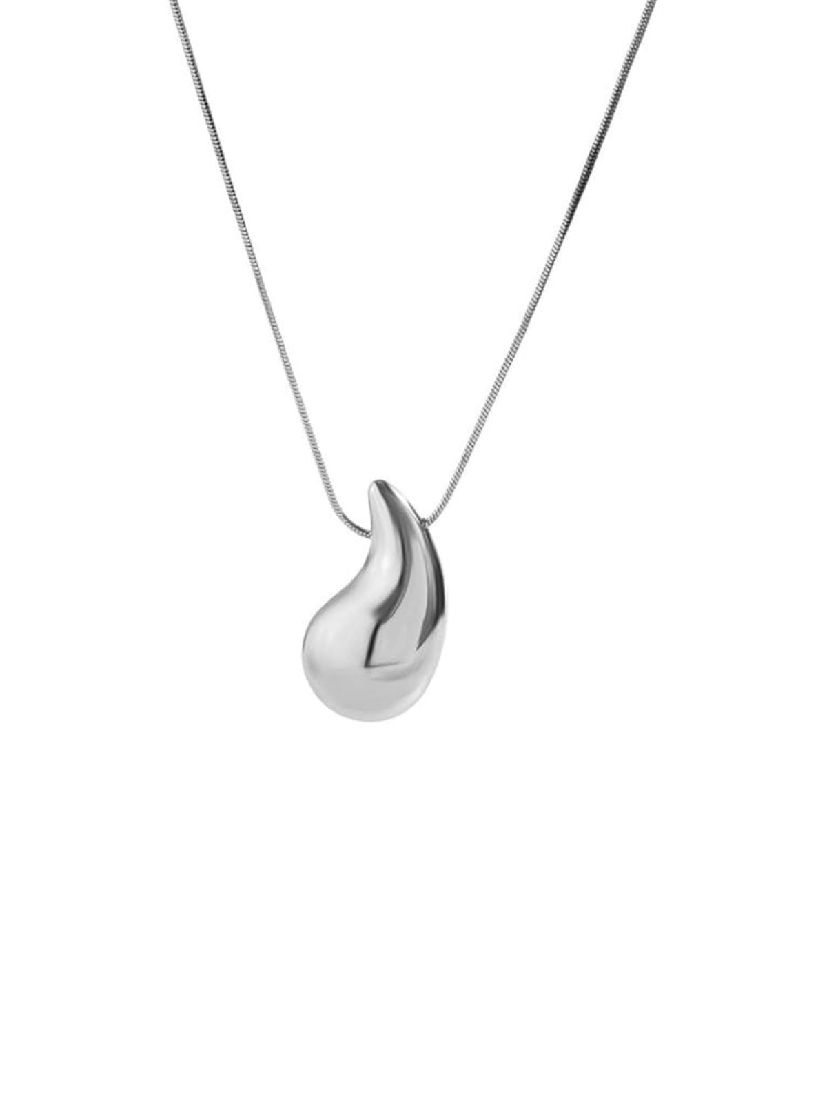 Collier pendentif goutte d'eau, chaîne os de serpent, style minimaliste, bijou doré ou argenté, modèle Flora - Collier - Argent 45 cm