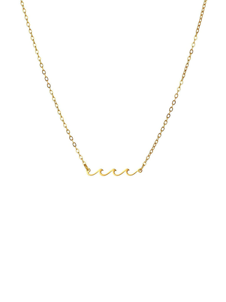 Collier pendentif vague doré, acier inoxydable, design chic, style européen, dorure 18 carats, modèle Valerianne - Collier - Or