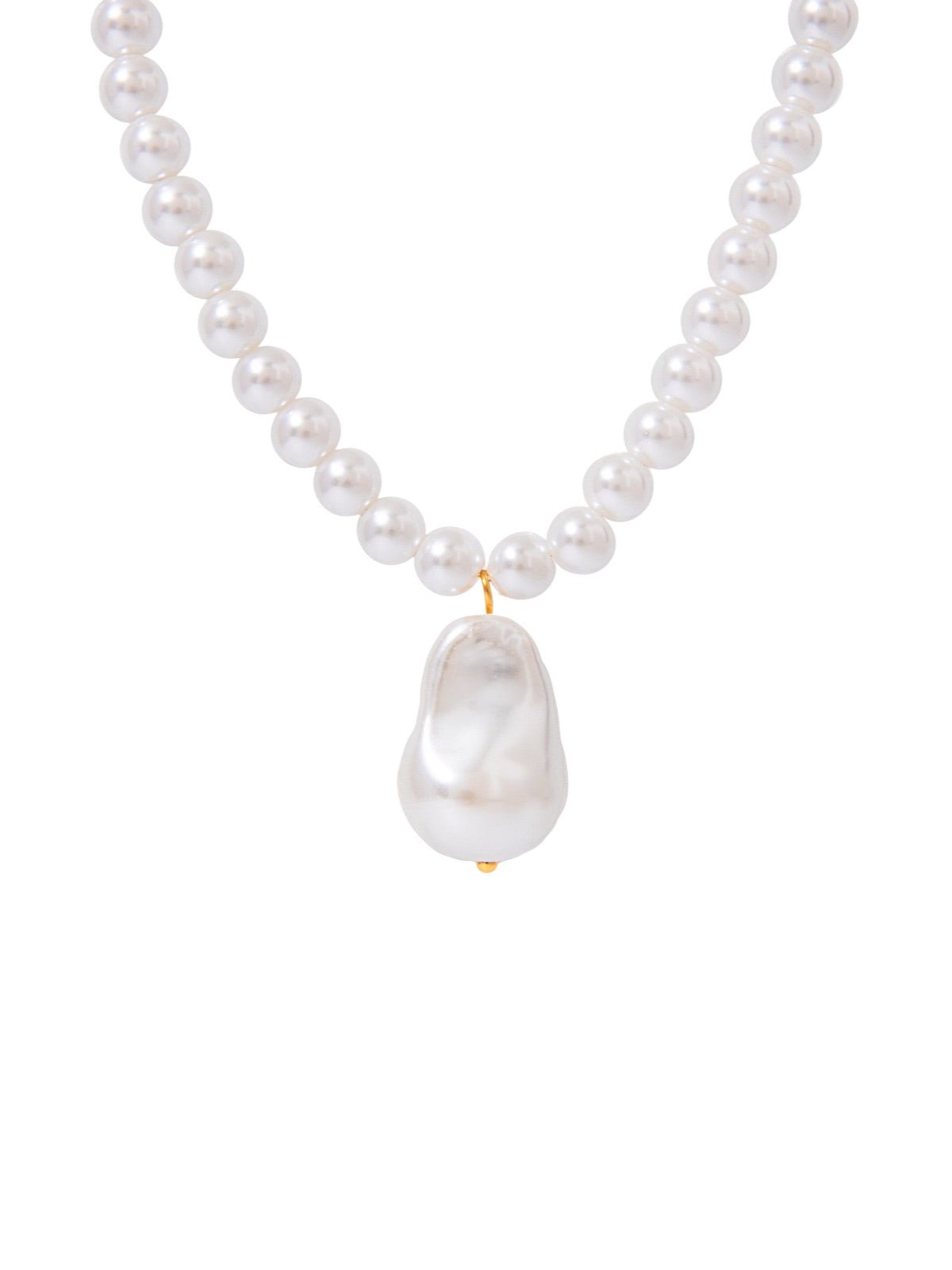 Collier perles blanches d'acrylique, pendentif baroque, acier inoxydable, chaîne réglable, modèle Katy - Collier - Blanc 40+5 cm
