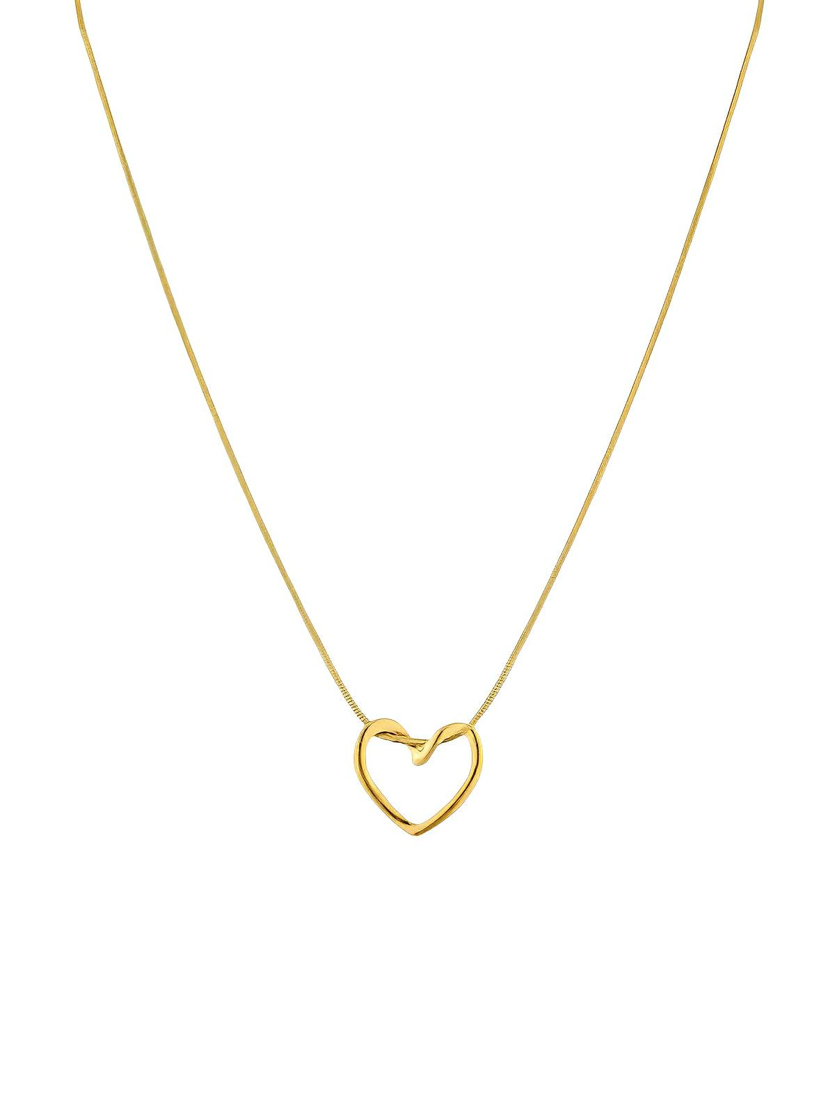 Collier ras du cou cœur, pendentif amour, chaîne argentée, bijou fantaisie femme, cadeau symbolique, modèle Olivette - Collier - Or 40 cm