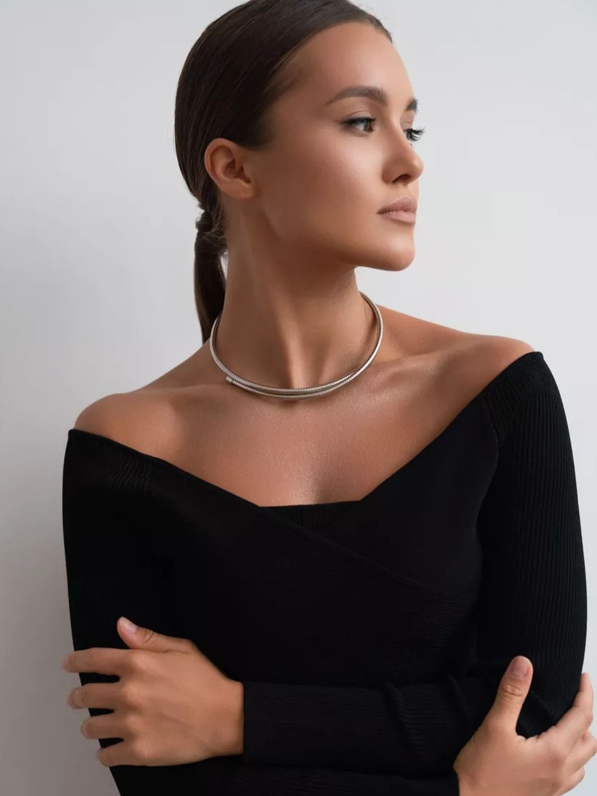 Collier ras du cou doré, style minimaliste, bijou tendance femme, acier hypoallergénique, idée cadeau chic, modèle Fiorine - Collier - Argent 41 - 50 cm